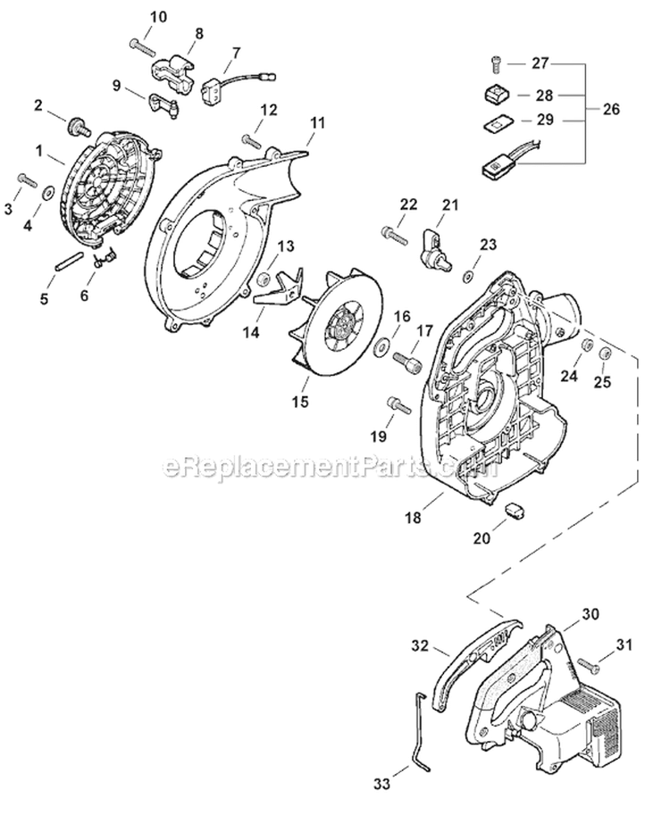 Page J Diagram and Parts List for SV212 P02611001001-P02611999999 Shindaiwa Leaf Blower / Vacuum