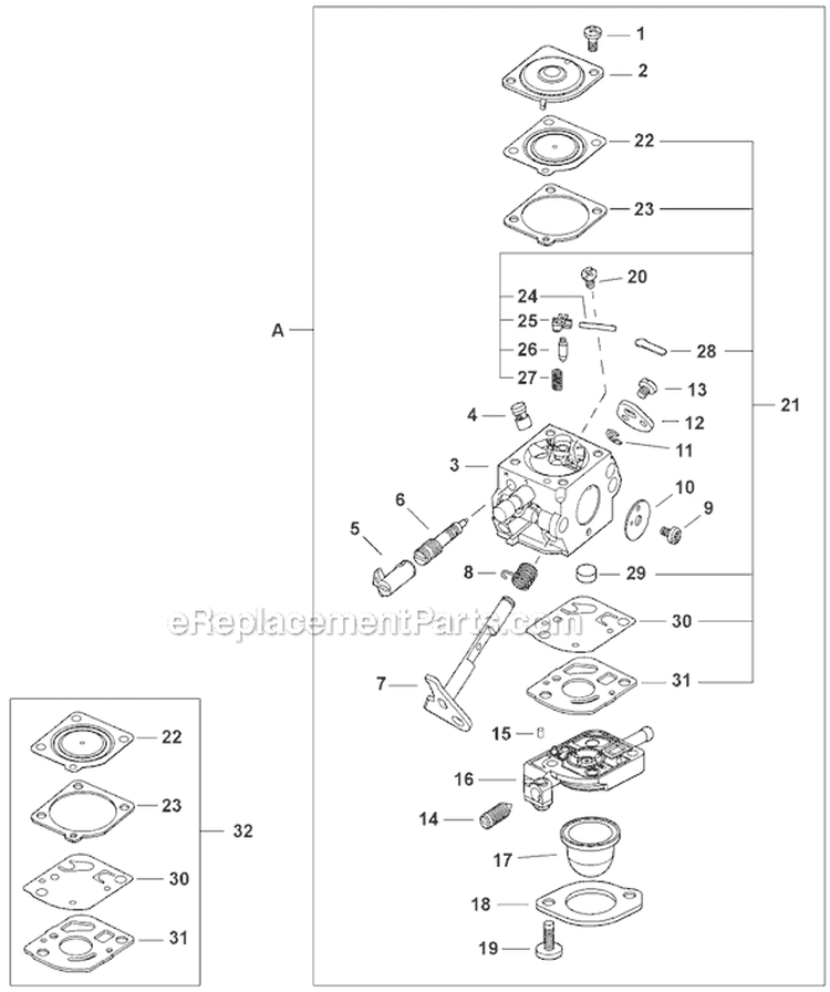 Page F Diagram and Parts List for SV212 P02611001001-P02611999999 Shindaiwa Leaf Blower / Vacuum