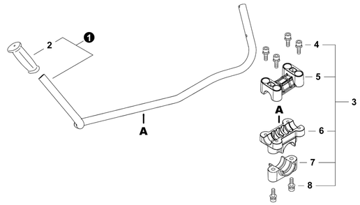 U-Handle Diagram and Parts List for B445 U76226001001 - U76226999999 Shindaiwa Brush Cutter
