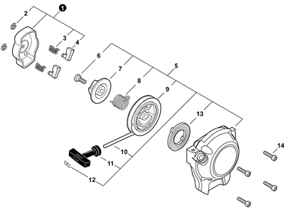 Starter Diagram and Parts List for FH235 T47914001001 - T47914999999 Shindaiwa Hedge Trimmer