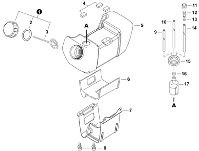 Fuel System Diagram and Parts List for B445 U76226001001 - U76226999999 Shindaiwa Brush Cutter