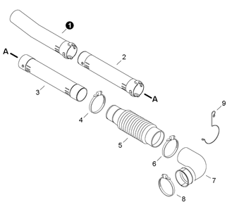 Blower Tubes Diagram and Parts List for EB500 P30236000000 - P30236999999 Shindaiwa Leaf Blower / Vacuum