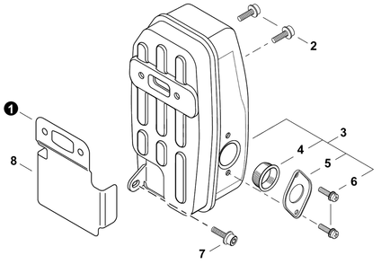 Exhaust Diagram and Parts List for EB633RT P54213001001 - P54213999999 Shindaiwa Leaf Blower / Vacuum
