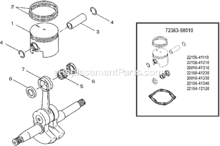 Part Location Diagram of P021032600 Echo Piston Assembly