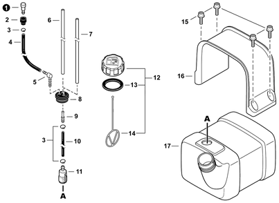 Fuel System Diagram and Parts List for EB633RT P54213001001 - P54213999999 Shindaiwa Leaf Blower / Vacuum