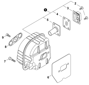 Exhaust Diagram and Parts List for 492 C83615001001 - C83615999999 Shindaiwa Chainsaw
