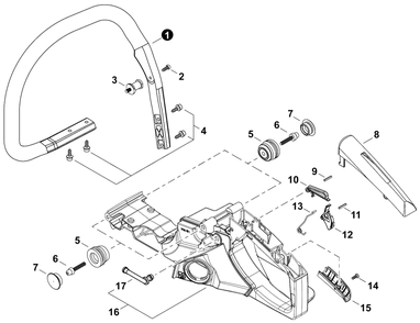Handles Diagram and Parts List for 492 C83615001001 - C83615999999 Shindaiwa Chainsaw