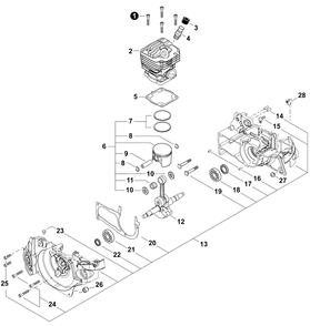 Engine Diagram and Parts List for 492 C83615001001 - C83615999999 Shindaiwa Chainsaw