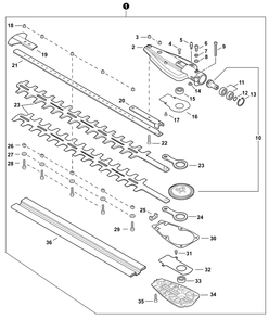 Blades, Gear Case Diagram and Parts List for FH235 T47914001001 - T47914999999 Shindaiwa Hedge Trimmer