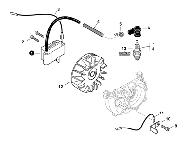 Ignition Diagram and Parts List for FH235 T47914001001 - T47914999999 Shindaiwa Hedge Trimmer