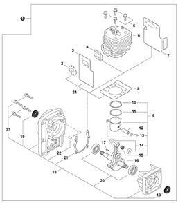 Engine Diagram and Parts List for EB633RT P54213001001 - P54213999999 Shindaiwa Leaf Blower / Vacuum