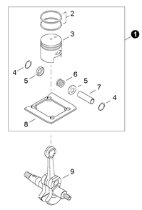 Piston / Crankshaft Diagram and Parts List for EB500 P30236000000 - P30236999999 Shindaiwa Leaf Blower / Vacuum