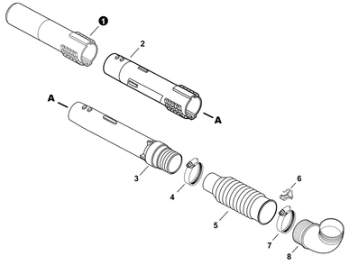 Blower Tubes Diagram and Parts List for EB633RT P54213001001 - P54213999999 Shindaiwa Leaf Blower / Vacuum