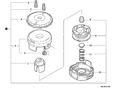 Speed-Feed 400 Trimmer Head Diagram and Parts List for 78890-30000B 99922201720 Shindaiwa Trimmer
