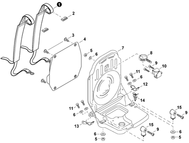 Backpack Frame, Harness Diagram and Parts List for EB633RT P54213001001 - P54213999999 Shindaiwa Leaf Blower / Vacuum