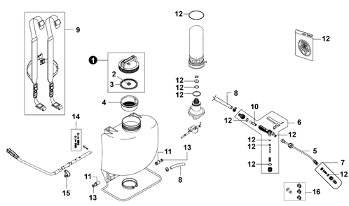 Spare Parts Diagram and Parts List for SP401BPD 508MS0000001 - 508MS0999999 Shindaiwa Sprayer