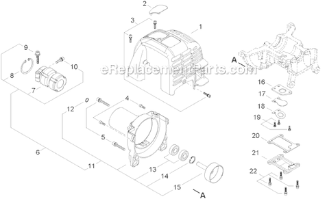 Engine Cover, Fan Cover, Reed Valve Diagram and Parts List for PS344 T15513001001-T15513999999 Shindaiwa Power Broom