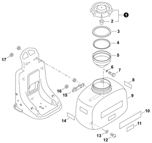 Chemical Tank Diagram and Parts List for ES800 H05120001001 - H05120999999 Shindaiwa Sprayer