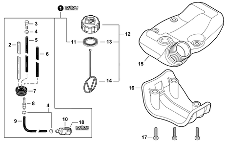 Fuel System Diagram and Parts List for FH235 T47914001001 - T47914999999 Shindaiwa Hedge Trimmer