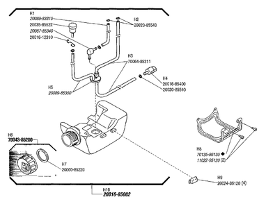 Fuel Tank Diagram and Parts List for C230 20000303 - 20999999 Shindaiwa Brush Cutter