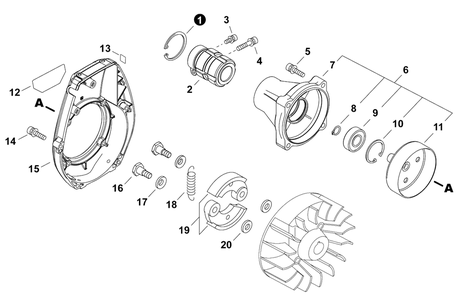 Clutch Diagram and Parts List for B445 U76226001001 - U76226999999 Shindaiwa Brush Cutter