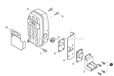 Exhaust Diagram and Parts List for EB633RT P39111001001 - P39111999999 Shindaiwa Leaf Blower / Vacuum