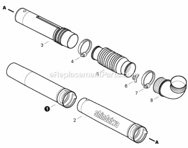 Blower_Tubes Diagram and Parts List for EB633RT P39213001001 - P39213999999 Shindaiwa Leaf Blower / Vacuum