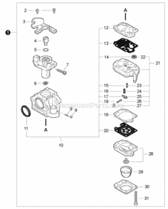 Carburetor Diagram and Parts List for EB633RT P39213001001 - P39213999999 Shindaiwa Leaf Blower / Vacuum