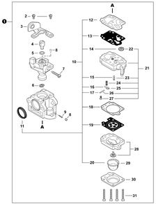 Carburetor Diagram and Parts List for EB633RT P54213001001 - P54213999999 Shindaiwa Leaf Blower / Vacuum