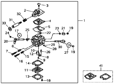 Carburetor Diagram and Parts List for 360EMC 20001001 - 20999999 Shindaiwa Chainsaw