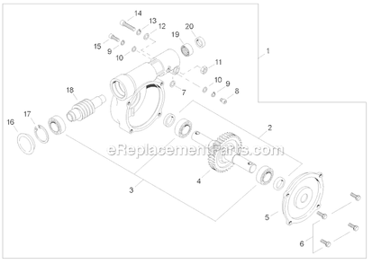Gear Case Diagram and Parts List for PS344 T15513001001-T15513999999 Shindaiwa Power Broom
