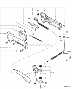 Rear_Handle_Throttle_Control Diagram and Parts List for HT232 T22712001001 - T22712999999 Shindaiwa Hedge Trimmer