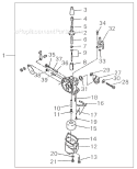 Page G Diagram and Parts List for R40F-T  Shindaiwa Brush Cutter