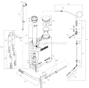 Page A Diagram and Parts List for SP415 198698C4 Shindaiwa Sprayer