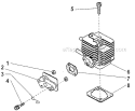 Cylinder Diagram and Parts List for T230 2000303 and Up Shindaiwa Trimmer