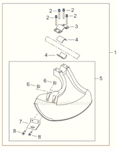 L - Debris Shield Diagram and Parts List for T242  Shindaiwa Trimmer