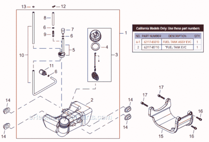 F - Fuel Tank Diagram and Parts List for T242  Shindaiwa Trimmer