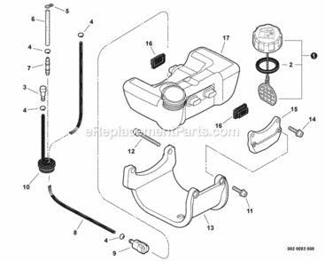 Fuel_System Diagram and Parts List for T282 T09612001001 - T09612999999 Shindaiwa Trimmer