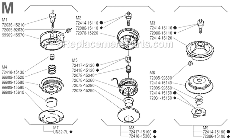Page M Diagram and Parts List for T-18  Shindaiwa Trimmer