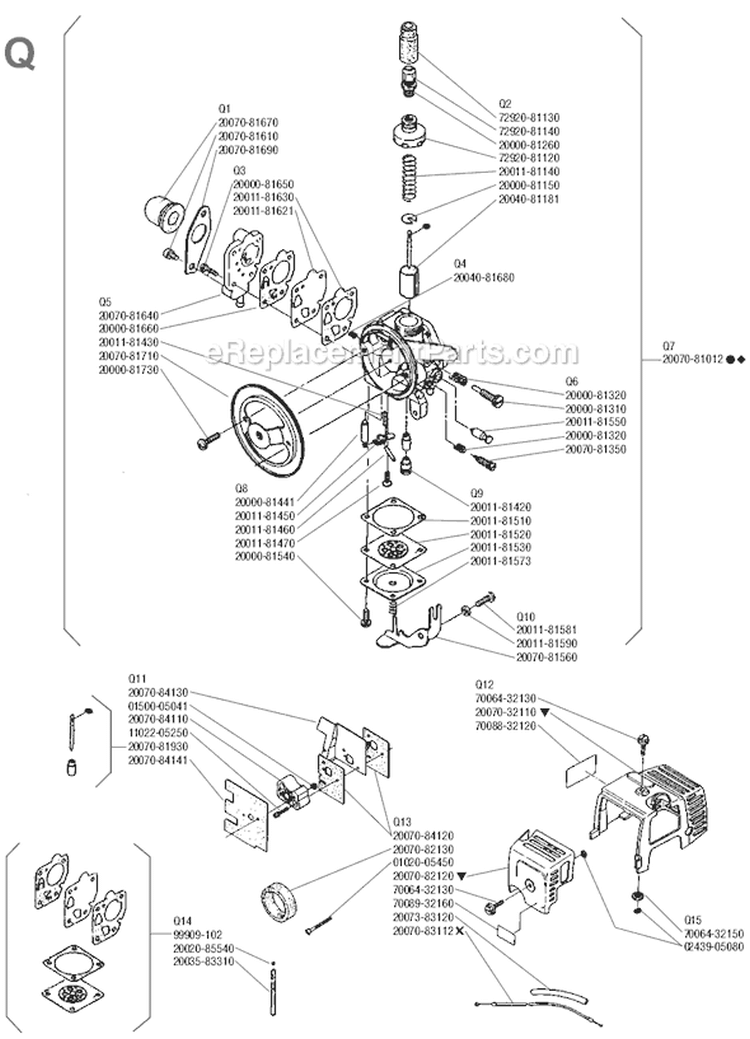 Page Q Diagram and Parts List for T-18  Shindaiwa Trimmer