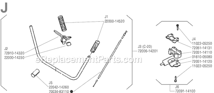 Page J Diagram and Parts List for T-20  Shindaiwa Trimmer