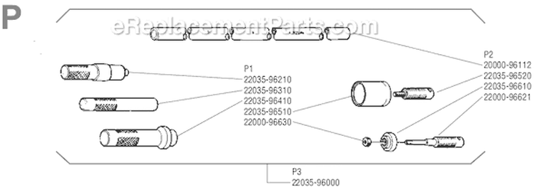 Page P Diagram and Parts List for T-20  Shindaiwa Trimmer