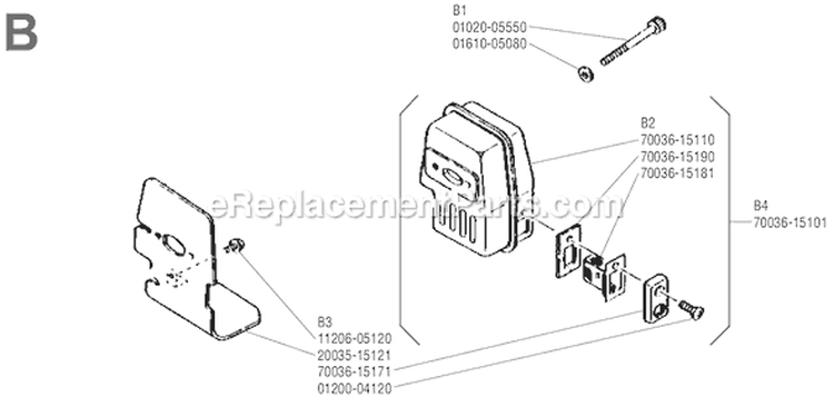 Page B Diagram and Parts List for T-20  Shindaiwa Trimmer
