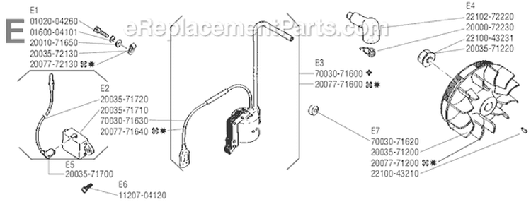 Page E Diagram and Parts List for T-20  Shindaiwa Trimmer