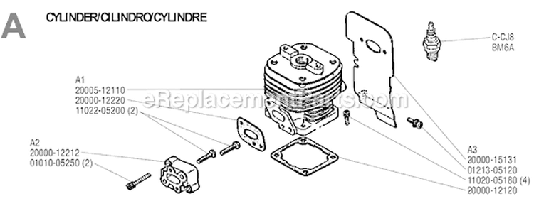 Page A Diagram and Parts List for T-25  Shindaiwa Trimmer