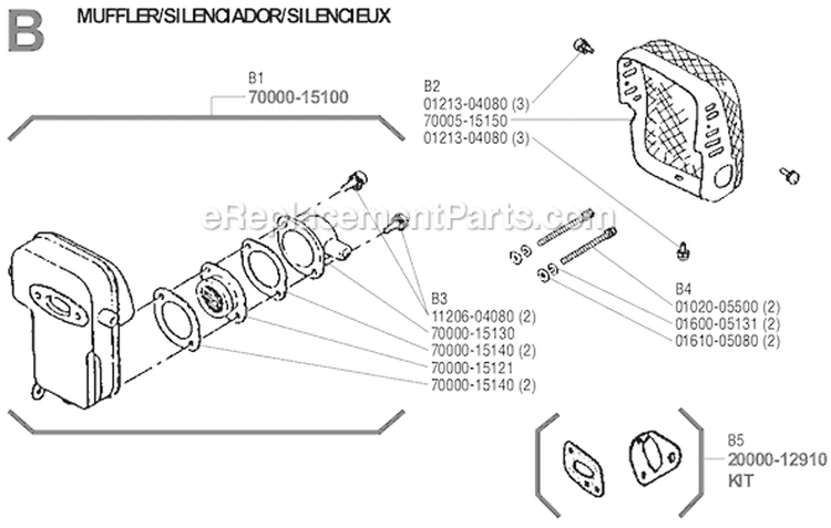 Page B Diagram and Parts List for T-25  Shindaiwa Trimmer