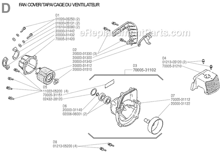 Page D Diagram and Parts List for T-25  Shindaiwa Trimmer