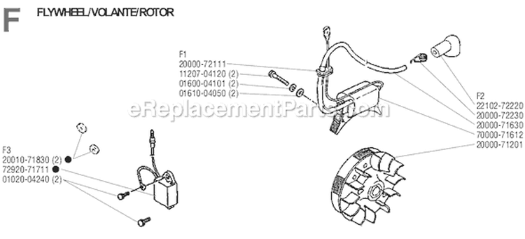 Page F Diagram and Parts List for T-25  Shindaiwa Trimmer