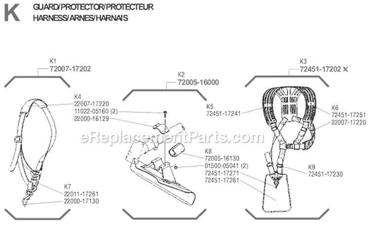 Page K Diagram and Parts List for T-27  Shindaiwa Trimmer