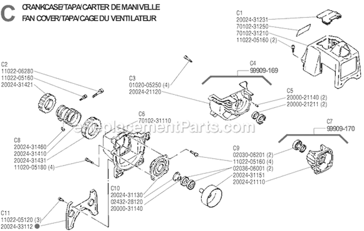 Page C Diagram and Parts List for T-27  Shindaiwa Trimmer